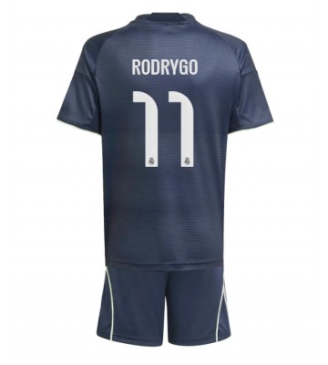 Real Madrid Rodrygo Goes #11 Replik Auswärtstrikot Kinder 2025-26 Kurzarm (+ Kurze Hosen)